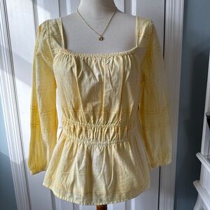 Elegant Yellow Square Neck Blouse